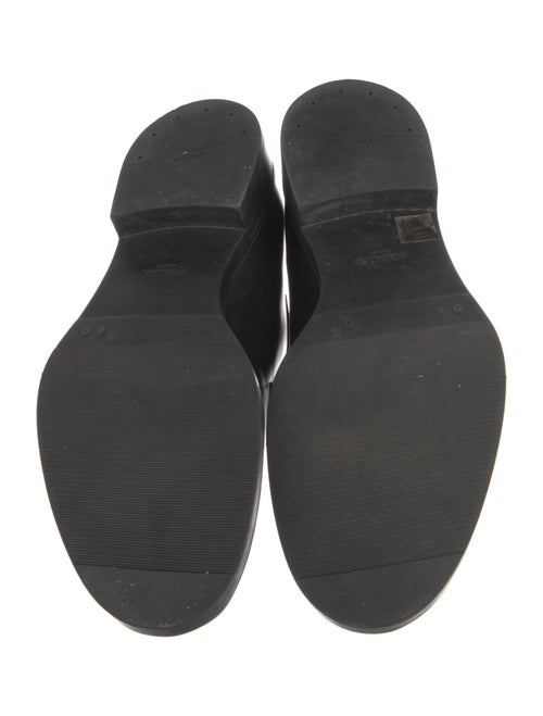 Prada Enameled Metal Triangle Leather Oxfords