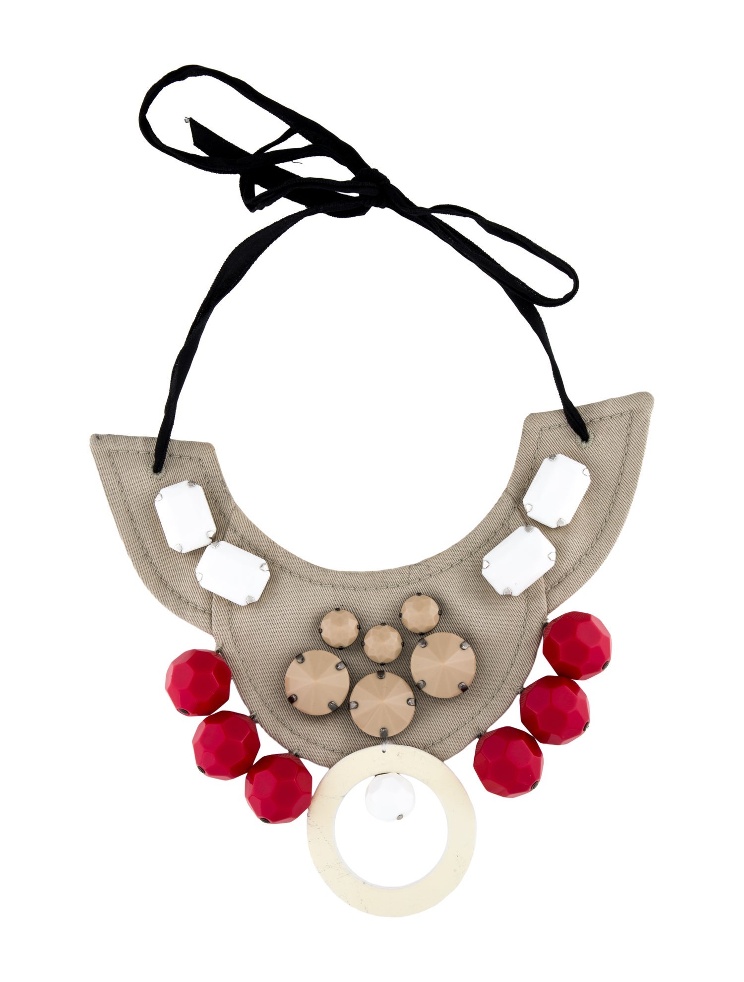 Prada Resin & Fabric Bib Collar Necklace