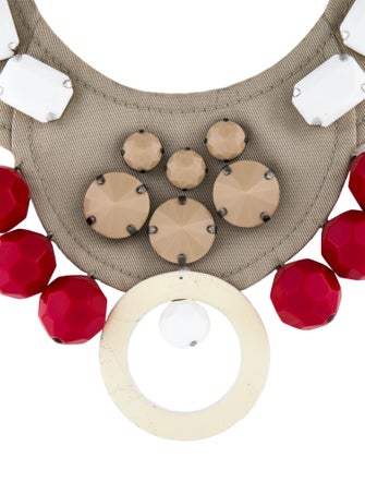 Prada Resin & Fabric Bib Collar Necklace