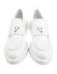 Prada Enameled Metal Triangle Leather Loafers
