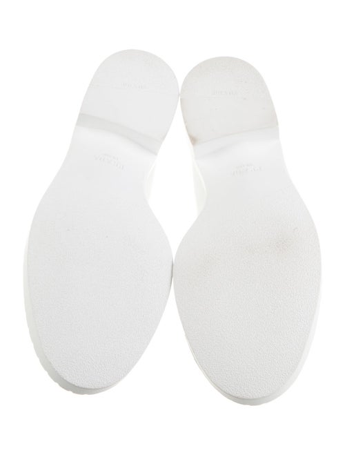 Prada Enameled Metal Triangle Leather Loafers