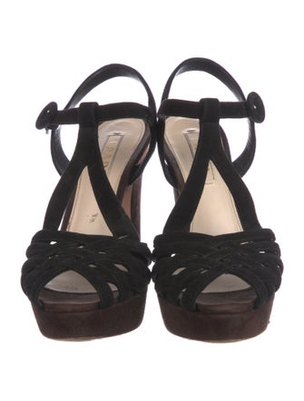 Prada Suede T-Strap Sandals
