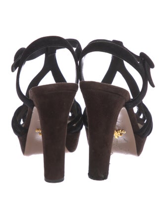 Prada Suede T-Strap Sandals