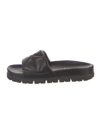 Prada Quilted Pattern Leather Slides