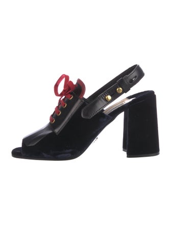 Prada Velvet Colorblock Pattern Slingback Pumps