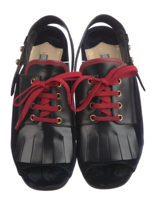 Prada Velvet Colorblock Pattern Slingback Pumps