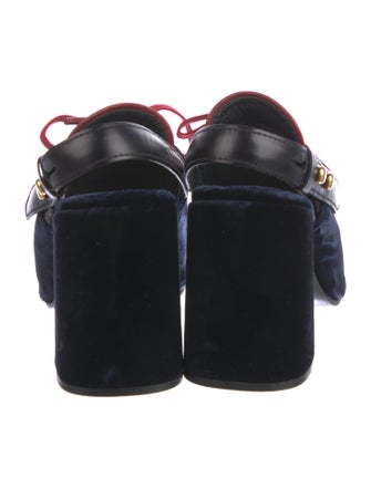 Prada Velvet Colorblock Pattern Slingback Pumps