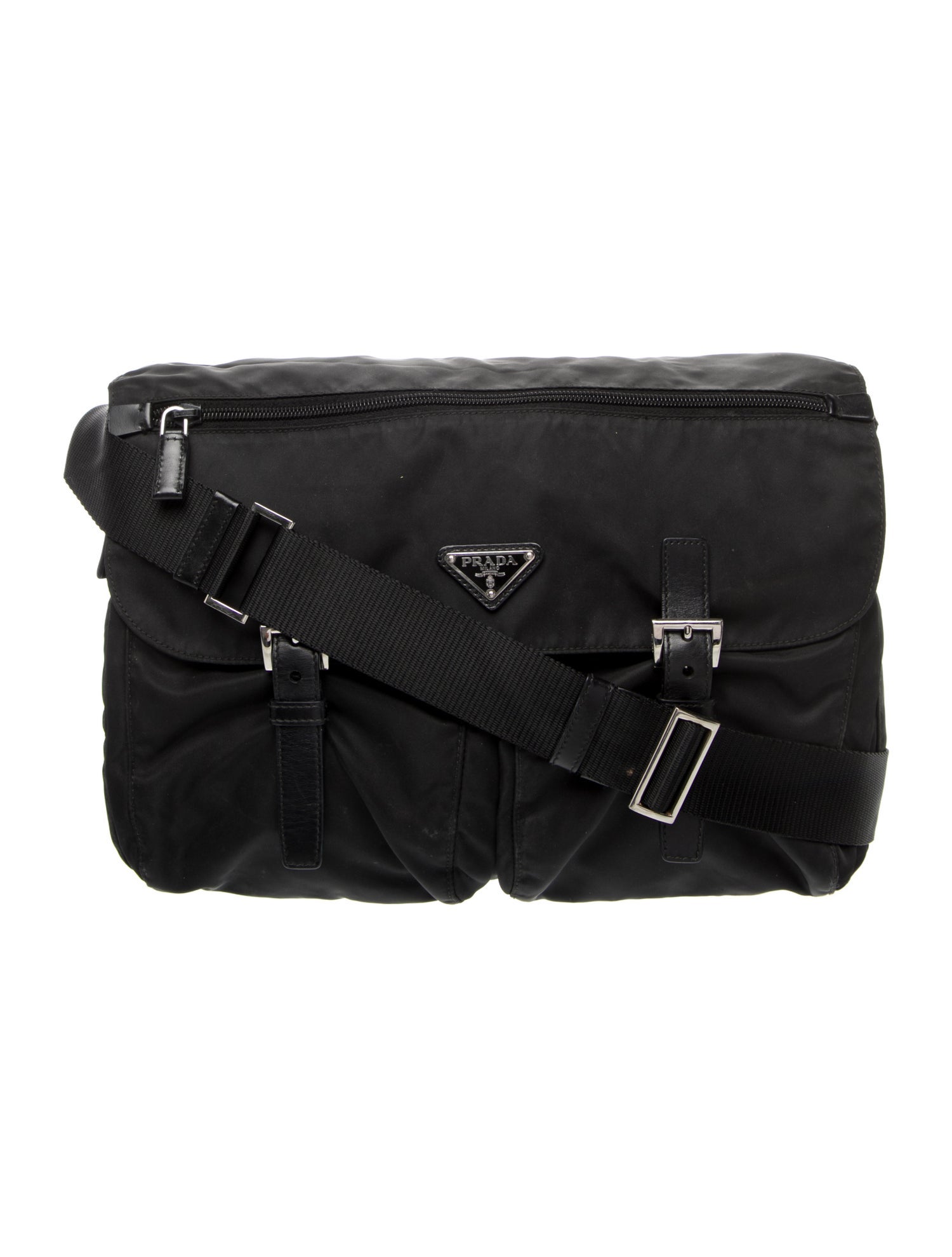 Prada Enameled Metal Triangle Messenger Bag
