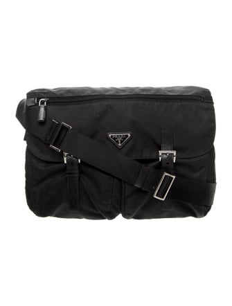 Prada Enameled Metal Triangle Messenger Bag