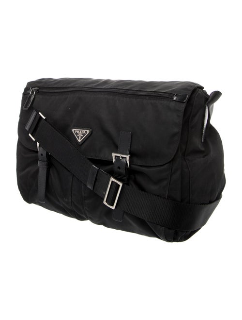 Prada Enameled Metal Triangle Messenger Bag
