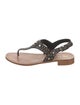 Prada Leather Crystal Embellishments T-Strap Sandals