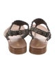Prada Leather Crystal Embellishments T-Strap Sandals