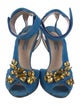 Prada Suede Crystal Embellishments Slingback Sandals