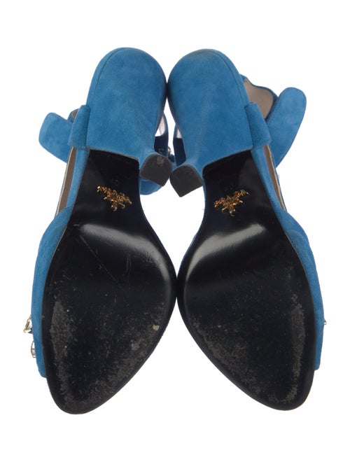 Prada Suede Crystal Embellishments Slingback Sandals