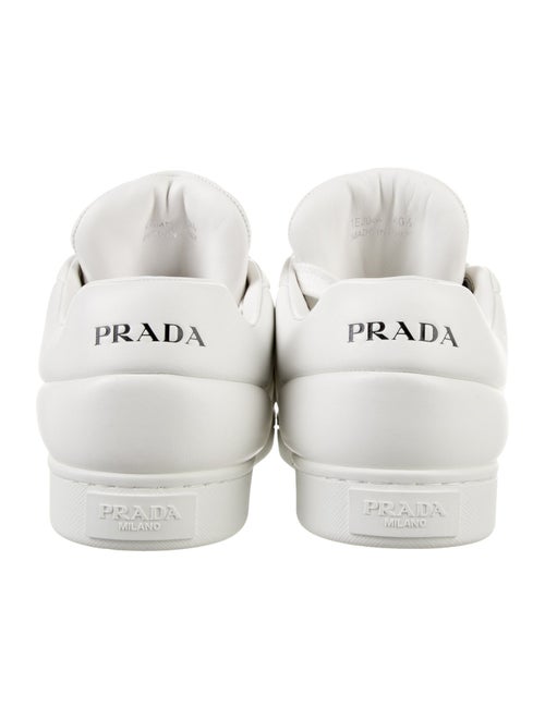 Prada Enameled Metal Triangle Leather Sneakers
