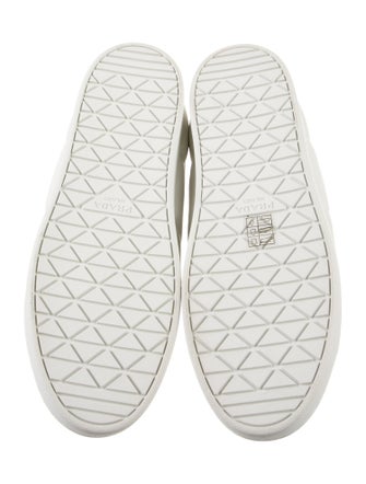Prada Enameled Metal Triangle Leather Sneakers
