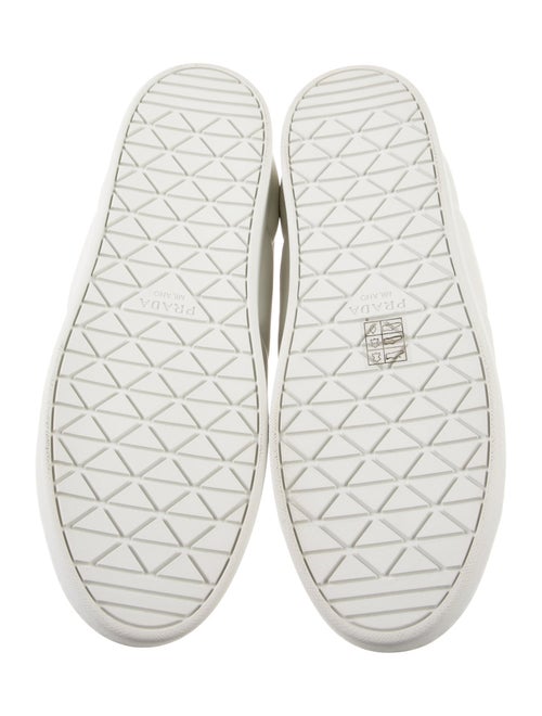 Prada Enameled Metal Triangle Leather Sneakers