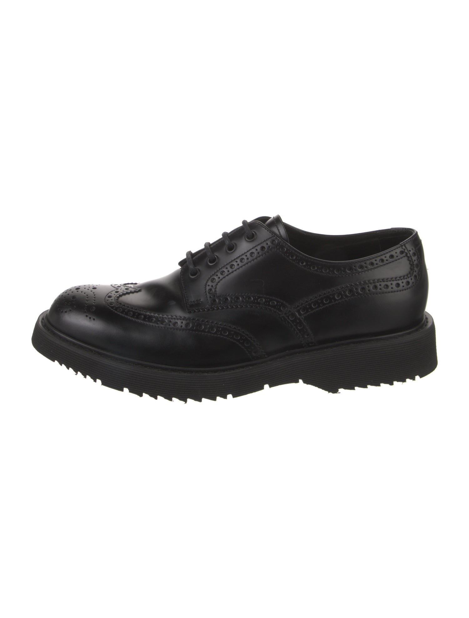 Prada Leather Eyelet Trim Brogues