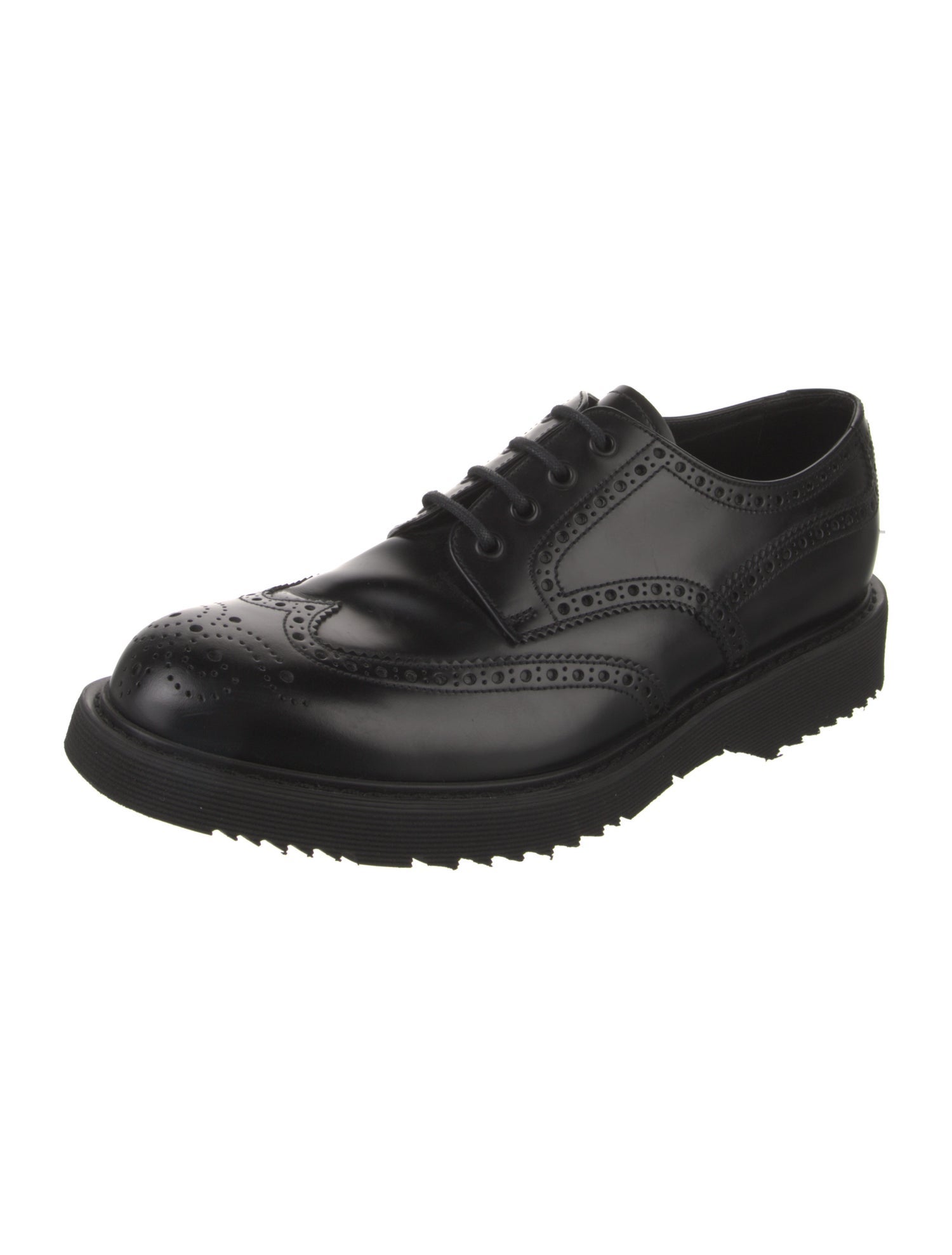 Prada Leather Eyelet Trim Brogues