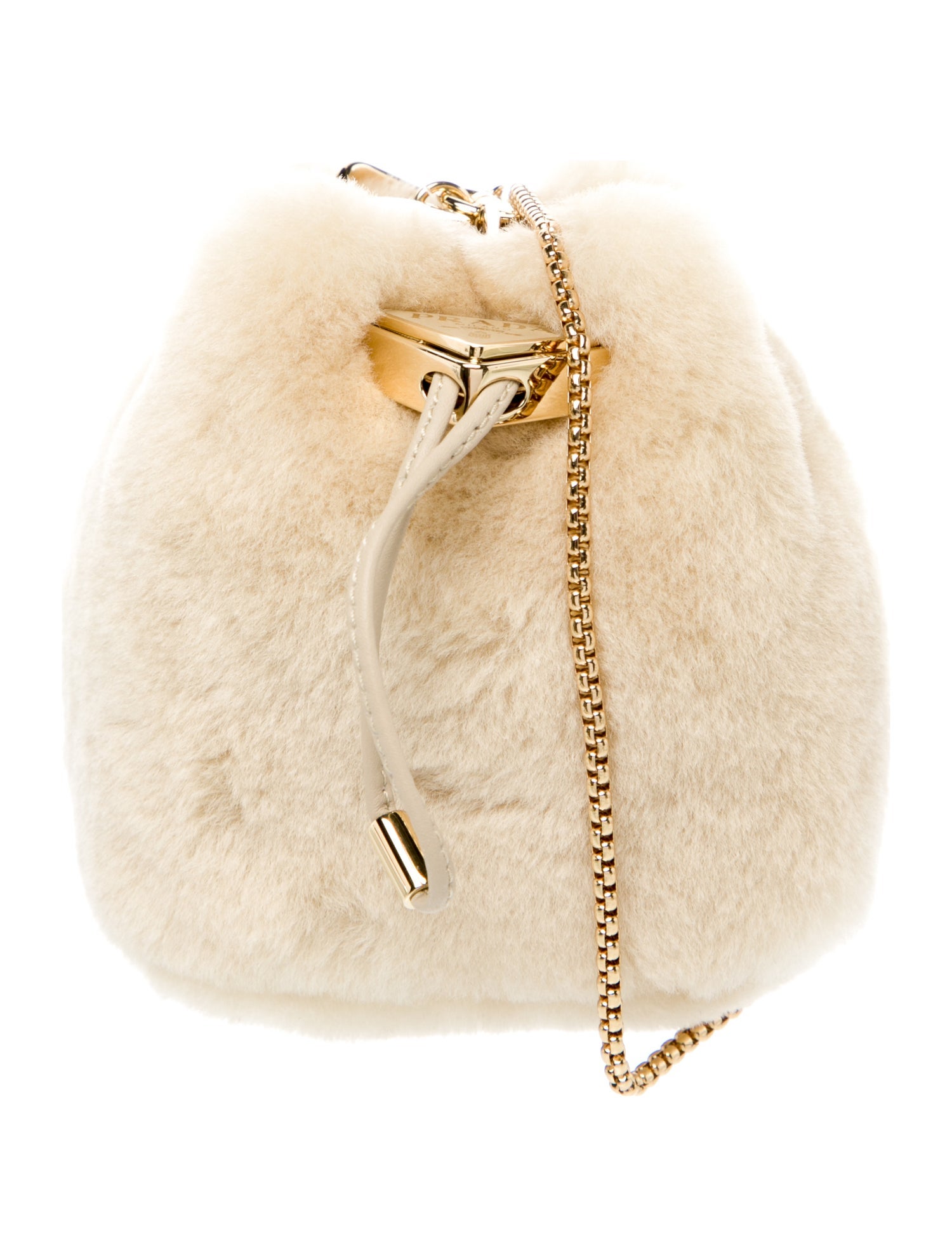 Prada Enameled Metal Triangle Bucket Bag w/ Tags