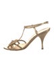 Prada Leather Beaded Accents T-Strap Sandals