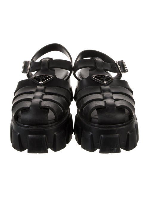 Prada Enameled Metal Triangle Rubber Slingback Sandals