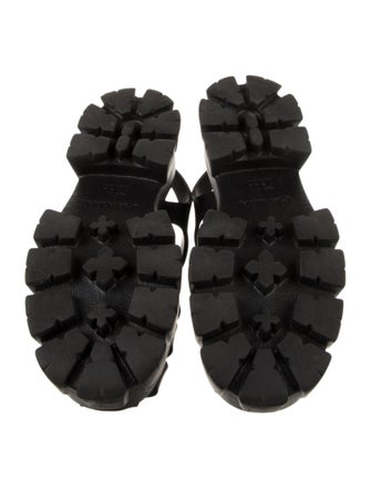 Prada Enameled Metal Triangle Rubber Slingback Sandals