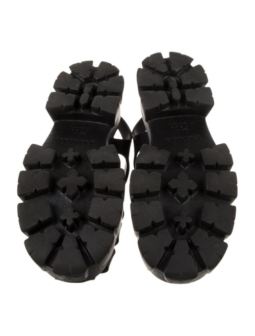 Prada Enameled Metal Triangle Rubber Slingback Sandals