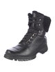 Prada Leather Fur Trim Combat Boots