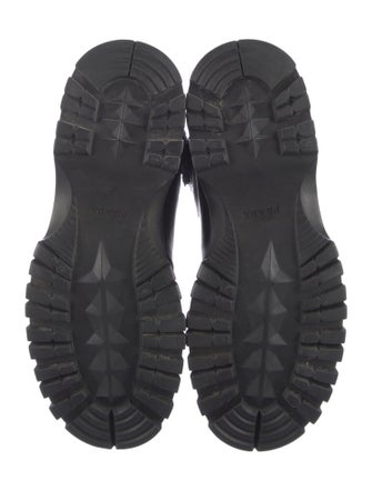 Prada Leather Fur Trim Combat Boots