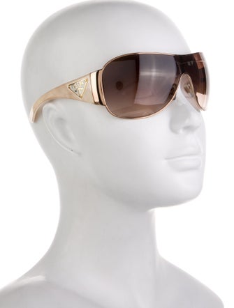Prada Enameled Metal Triangle Shield Sunglasses