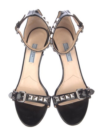 Prada Leather Studded Accents Sandals