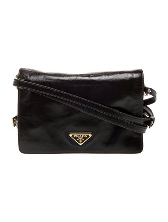 Prada Enameled Metal Triangle Crossbody Bag Small 2024