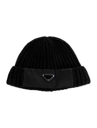 Prada Knit Logo Beanie Hat