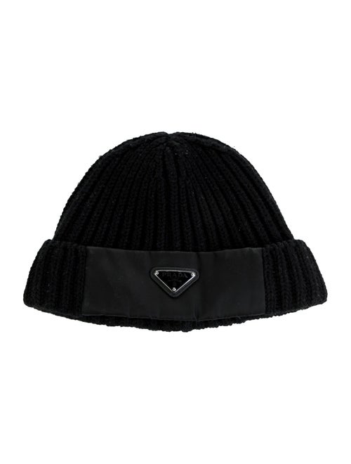 Prada Knit Logo Beanie Hat