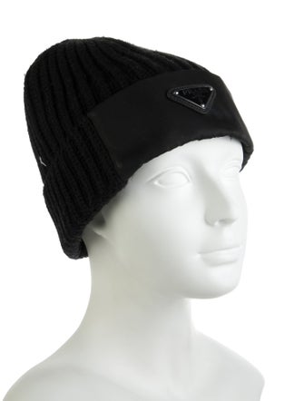 Prada Knit Logo Beanie Hat