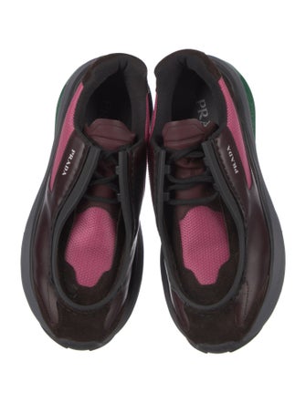 Prada Leather Colorblock Pattern Sneakers