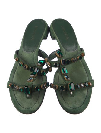 Prada Suede Crystal Embellishments Slides