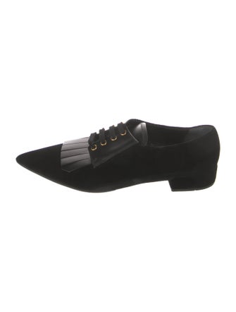 Prada Velvet Leather Trim Embellishment Oxfords