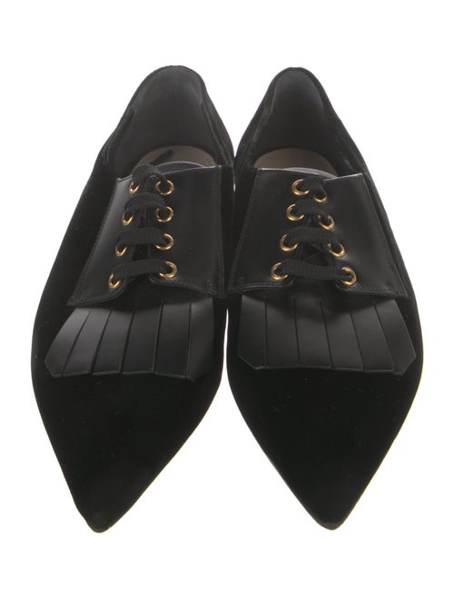 Prada Velvet Leather Trim Embellishment Oxfords