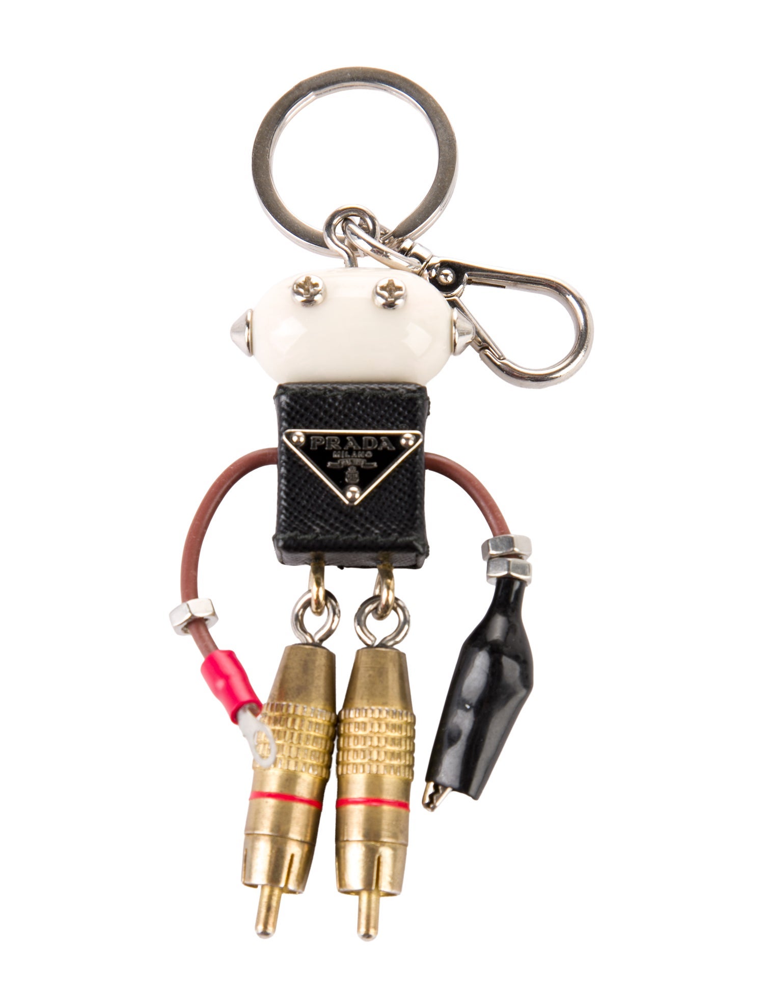 Prada Robot Saffiano Leather Keychain Charm