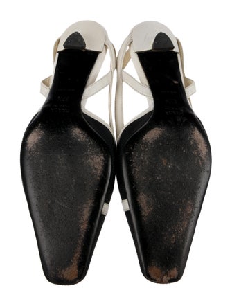 Prada Canvas Colorblock Pattern Slingback Flats