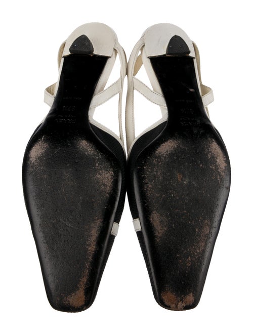 Prada Canvas Colorblock Pattern Slingback Flats