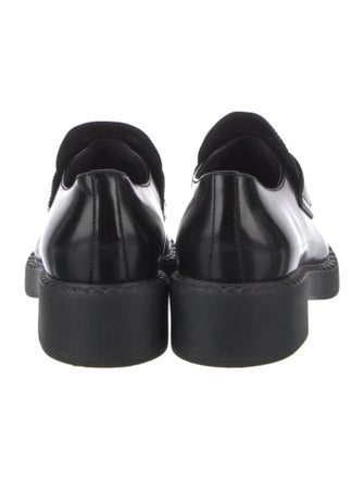 Prada Enameled Metal Triangle Leather Oxfords