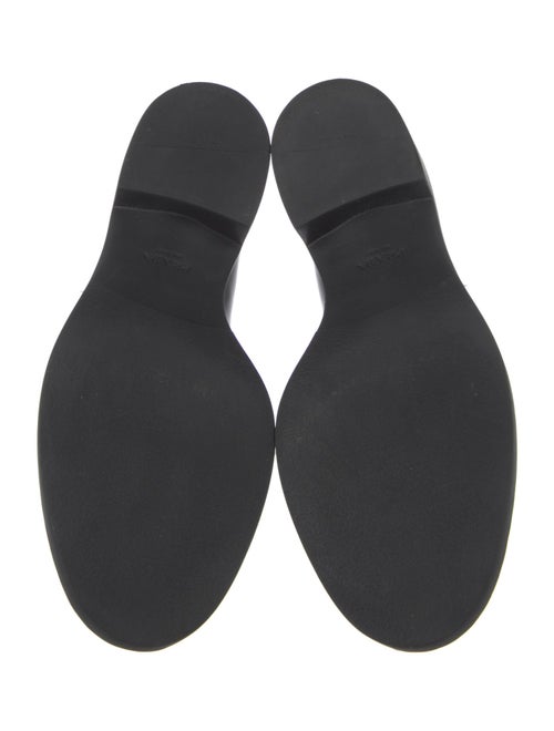 Prada Enameled Metal Triangle Leather Oxfords