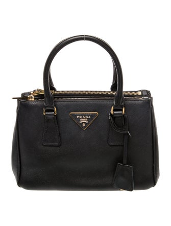 Prada Enameled Metal Triangle Galleria Double Zip Mini