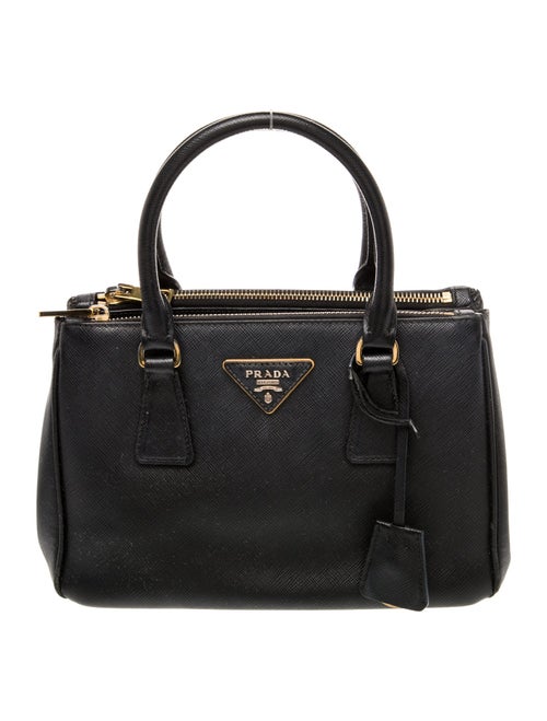 Prada Enameled Metal Triangle Galleria Double Zip Mini