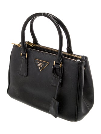 Prada Enameled Metal Triangle Galleria Double Zip Mini