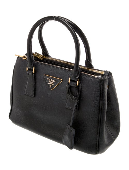 Prada Enameled Metal Triangle Galleria Double Zip Mini
