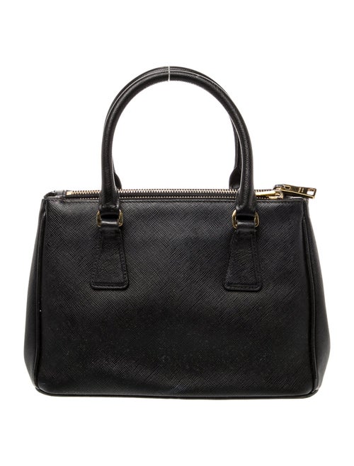 Prada Enameled Metal Triangle Galleria Double Zip Mini